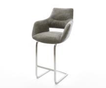 DELIFE Barstoel Yago-Flex Bouclé zacht Mud Vrijkantelframe plat roestv...