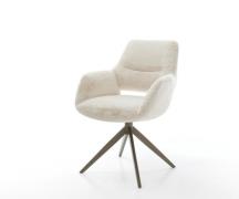 DELIFE Draaistoel Yago-Flex met armleuning pluchen crème-wit kruisfram...