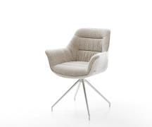 DELIFE Eetkamerstoel Kaira-Flex geweven stof beige kruisframe conisch ...