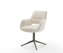 DELIFE Draaistoel Yago-Flex met armleuning pluchen crème-wit kruispoot...