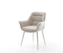 DELIFE Eetkamerstoel Kaira-Flex geweven stof beige 4-poot conisch roes...