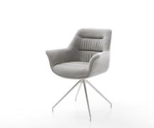 DELIFE Eetkamerstoel Kaira-Flex zachte stof met structuur grijs kruisf...