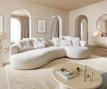 DELIFE Big-Sofa Edina 330x170 cm Pluche crème-wit