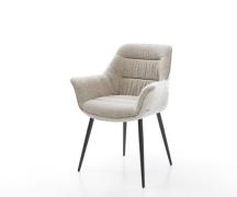 DELIFE Eetkamerstoel Kaira-Flex geweven stof beige 4-poot conisch zwar...