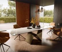 DELIFE Eettafel Edge 300x100 cm keramiek Onyx Champagne Origami metall...