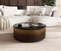 DELIFE Salontafel Fiorano 90x90 cm marmer zwart zilver metaal goud fus...