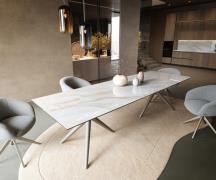 DELIFE Eettafel Edge 300x100 cm keramiek Onyx Pearl Estelar rond metaa...