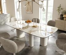DELIFE Eettafel Edge Boot 240x120 cm Keramiek Minas Melange Wit-Beige ...