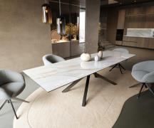 DELIFE Eettafel Edge 300x100 cm keramiek Onyx Pearl kruisframe rechtho...