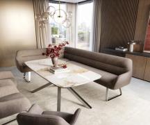 DELIFE Eetkamerbank Taya-Flex 285x190 cm zachte stof met structuur tau...