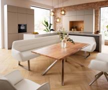 DELIFE Eetkamerbank Taya-Flex 285x190 cm bouclé crème-wit gekant slede...