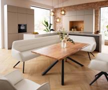 DELIFE Eetkamerbank Taya-Flex 285x190 cm bouclé crème-wit hoekig kruis...