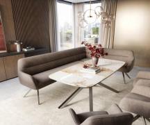 DELIFE Eetkamerbank Taya-Flex 285x190 cm zachte stof met structuur tau...
