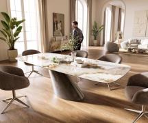 DELIFE Eettafel Edge Boot 260x120 cm Keramiek Minas Melange Wit-Beige ...