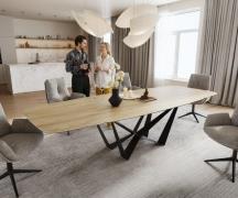 DELIFE Eettafel Edge Boot 200-300x120 cm Keramiek Laminam® Sabbia Eich...