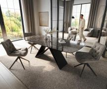 DELIFE Eettafel Edge Boot 180-220x100 cm Keramiek Emperador Extra Luci...