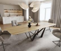 DELIFE Eettafel Edge Boot 240-300x120 cm Keramiek Laminam® Sabbia Eich...