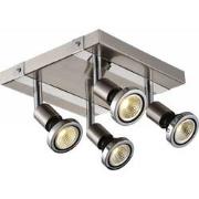 ROBUS square spot 4xGU10 5W LED incl. satin chroom/chroom