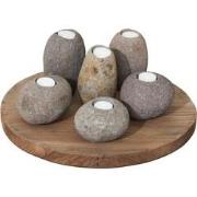 MUST Living Candle holder Riverstone HIGH, set of 3,15xØ10 cm, riverst...