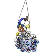 LumiLamp Glaspaneel Tiffany Pauw 70 cm Blauw Glas Glaskunst