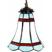 LumiLamp Hanglamp Tiffany  Ø 15x115 cm  Blauw Rood Glas Metaal Rond Ha...