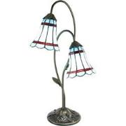 LumiLamp Tiffany Tafellamp  61 cm Blauw Bruin Glas Tiffany Bureaulamp