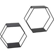 LOFT42 Hexagon Set van 2 Wandboxen Zeshoek - Zwart - 41x36x15