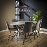 Hoyz - Eetkamertafel Ovaal - Betonlook - Grijs - Hout - Metaal - 200x1...