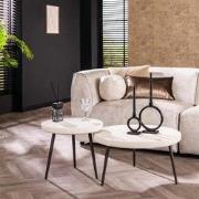 Hoyz Collection - Salontafel Flat Round Stone - Marmer Composiet - Set...