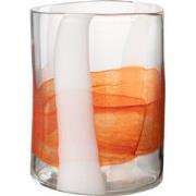 J-line - Vaas Iggy Glas Wit/oranje Small - 20x20x27cm