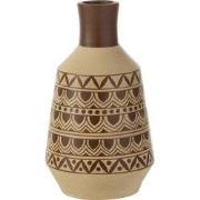 J-line - Vaas Patroon Vormen Terracotta Wit/bruin - 21x21x37cm