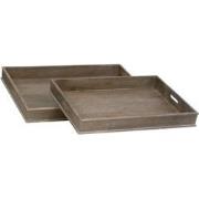 J-line - Set 2 Dienbladen Ht Grey W 71x51x8cm - 71.5x51.5x8.5cm