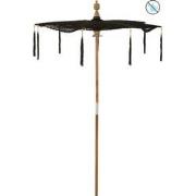 J-line - Parasol Kwast Katoen/hout Zwart Large - 140x140x253cm