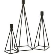 J-line - Set Van 3 Kaarshouder Metaal Zwart - 12x12x38.5cm