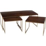 D- J-line - Salontafel Rafi 3delig Ijzer/mango Hout Goud/donker Bruin ...