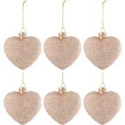 J-line - Doos Van 6 Kerstballen Hart Glitter Glas Blinkend Licht Roze ...