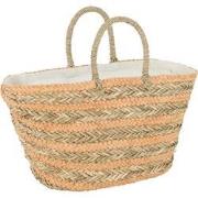 J-line - Strandtas Kort Handvatten Horizontale Strepen Jute Naturel/li...