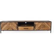 Livingfurn - TV Meubel Brooklyn 200cm - Mangohout / Gecoat Staal