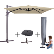 MEGA COMBI DEAL! Madison Parasol monaco flex III ecru + voet + hoes