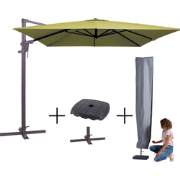 MEGA COMBI DEAL! Madison Parasol monaco flex III sage + voet + hoes