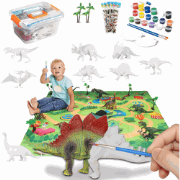 Allerion Dino Kinder Schilder Set - Met 8 Dinosaurussen en Schilderspu...