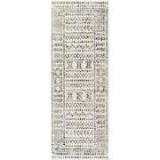 Scandinavisch Boho Loper Gang OLIMPIA - Wit/Zwart - 80x220 cm