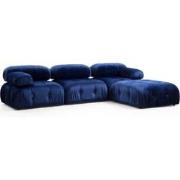 Modulaire bank 3-zits met hocker Bubble velvet blauw