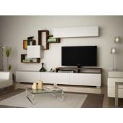 TV Meubel Set Elit Wit Walnoot Melamine 210x46,8x36,8 cm