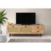 TV Meubel Hapsiyas Eik Zwart Melamine 180x60x40 cm