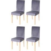 Cosmo Casa  4 - Delige set eetkamerstoelen Littau - Fluweel - Grij - L...