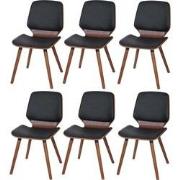 Cosmo Casa Set van 6 Eetkamerstoelen - Gebogen Hout - Retro Ontwerp - ...