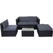 Cosmo Casa Poly Rattan Set - Tuinset - Sofaset - Antraciet - Grijs - B...