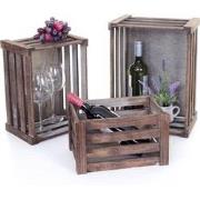 Cosmo Casa Set Van 3 Houten Dozen - Wijnkist - Decoratieve Doos - Opbe...