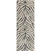 Boho Zebra Loper Gang CYBELE - DonkerGrijs/Beige - 80x220 cm